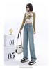 Women's Spring Fashion Light Blue Fleece-Lined High-Waisted Wide-Leg Jeans - Slimming, Loose, Straight-Leg Pants