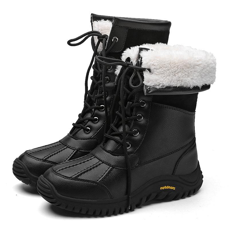 Women's Winter Snow Boots: Velvet-Lined, High-Top, Trendy, Warm Outdoor Footwear.