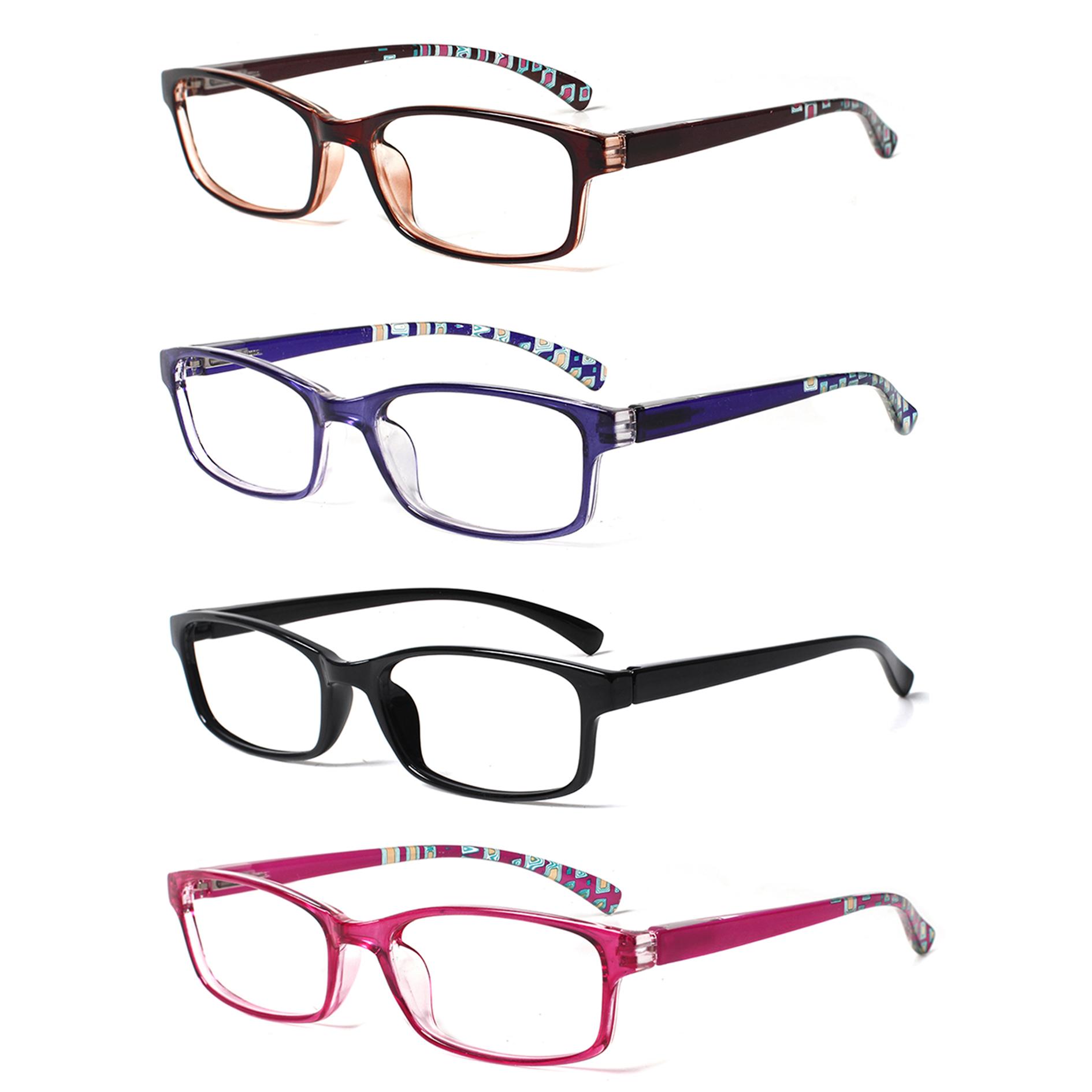 

4 Pack Presbyopia Eyeglasses Stylish Printed Frames Presbyterian Glasses Square Shaped High Definition Optical Lenses for Ladies Diopter Glasses 1.75