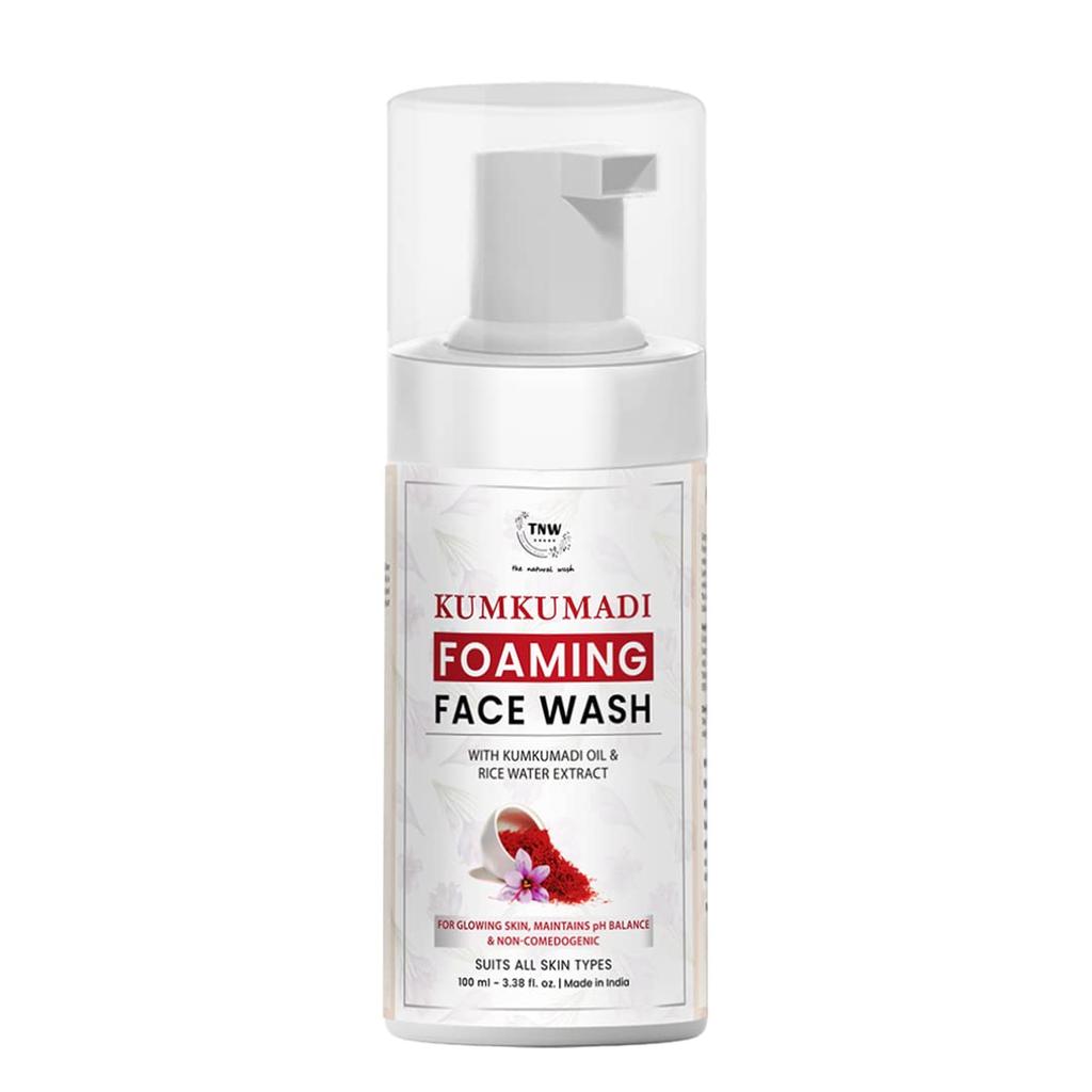 TNW-THE NATURAL WASH Kumkumadi Foaming Face Wash for Glowing Skin 100 ml | With Rice Water Extract | For Pigmentation & Controls Excess Oil | All S