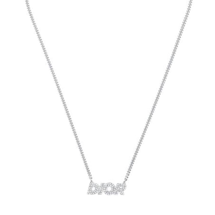 

Жіноче намисто-підвіска Dior з літерним логотипом, інкрустоване, N1508HOMSTD976 F,Silver
