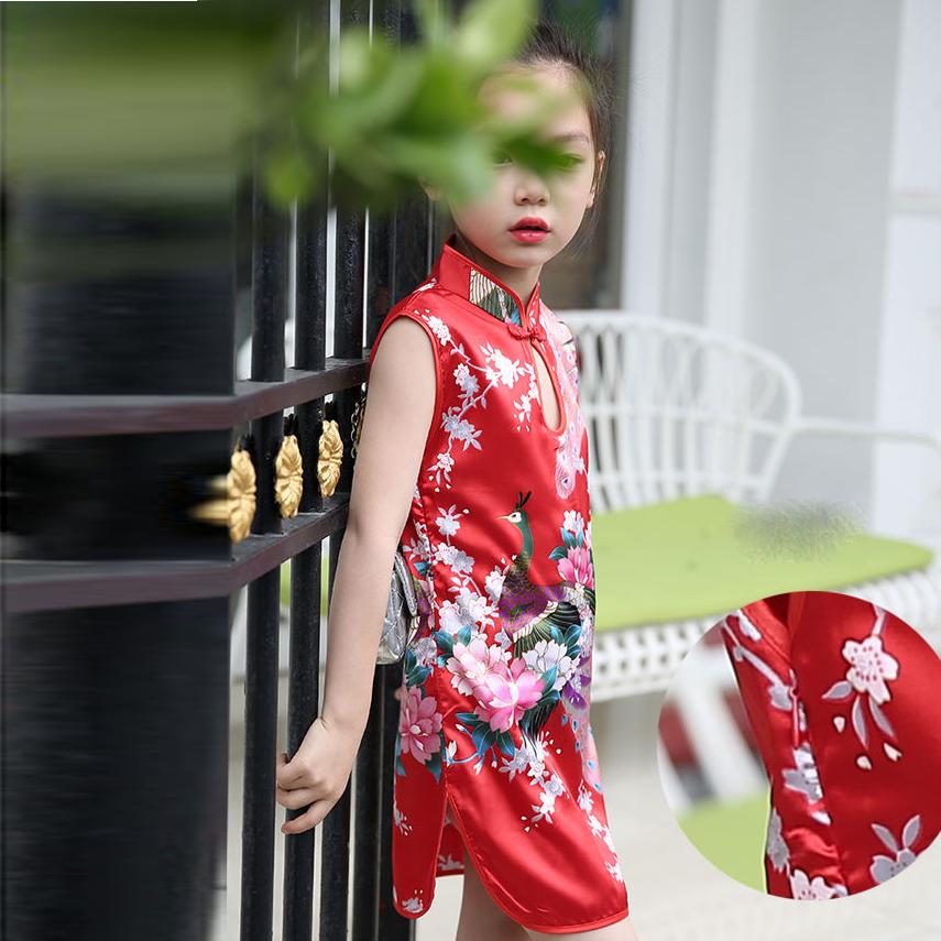 Vestido infantil Traje Tang Niñas Verano Vestido fino Cheongsam Estampado  Floral Cheongsam Estilo chino Vestido sin mangas comprar a buen precio —  entrega gratuita, reseñas reales con fotos — Joom