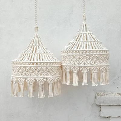 Bohemian Macrame Tassel Lampshade Woven Hanging Light Cover for Living Room Home Decor
