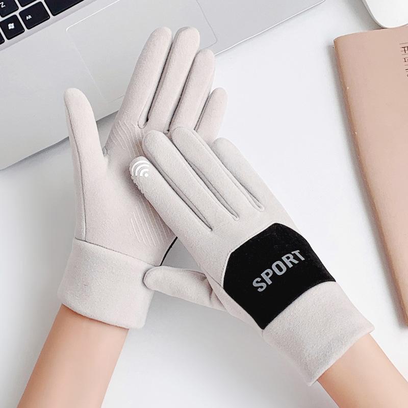 Cycling gloves winter casual velvet windproof and cold proof touch screen