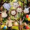 6pcs Cartoon Matte Animal Aluminum Film Balloon Tiger Lion Elephant Giraffe Balloon Forest Theme Party Birthday Party Decoration