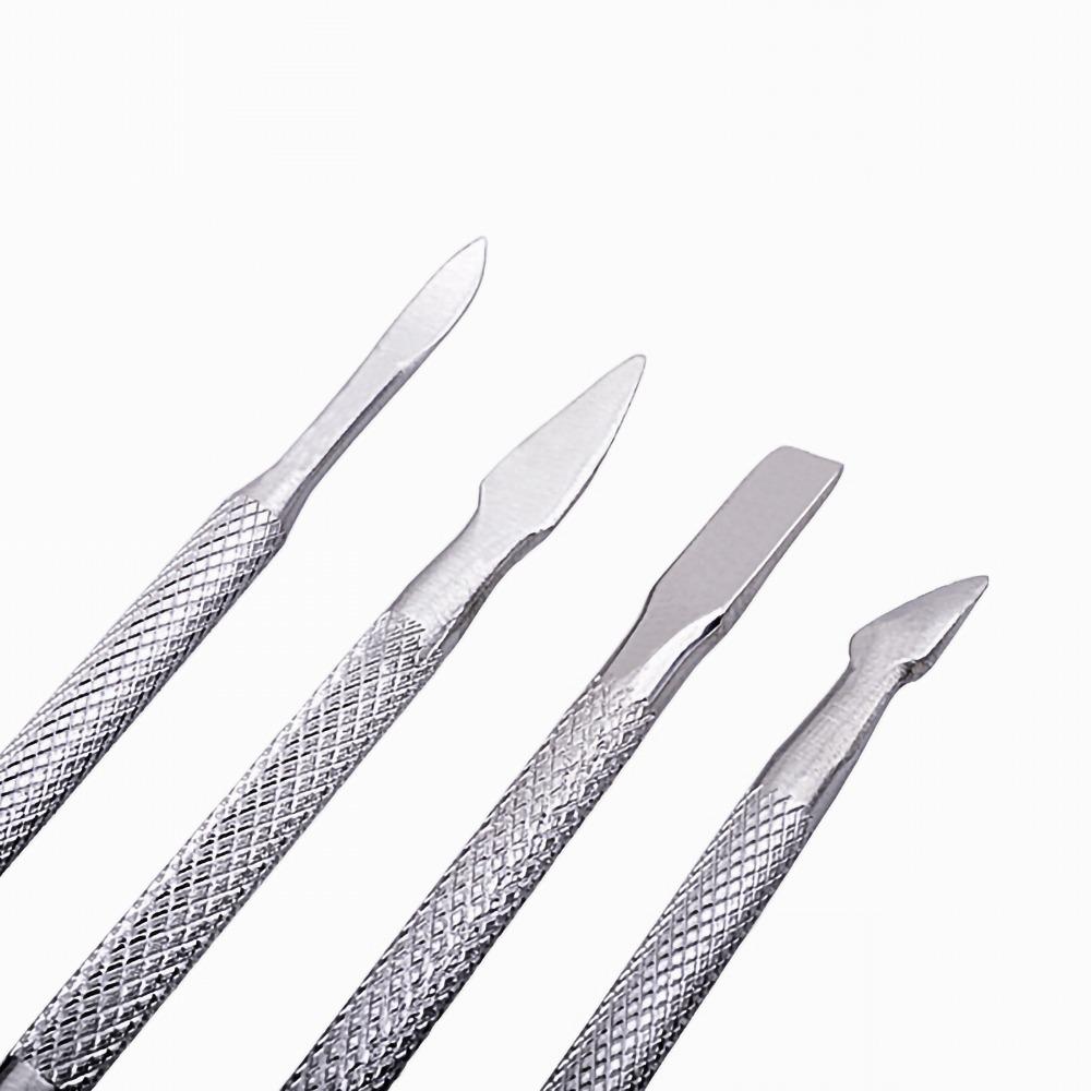 4pcs Stainless Steel Nail Scraper Small Compact Nail Cleaner Dead Skin Remover Beauty Salon Usage