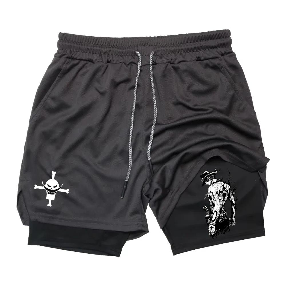 Muay Thai Kickboxing Boxing MMA Onepiece Pirate Ace Whitebeard Cartoon Japan Shorts Unisex Workout Quick Dry Print Elastic Waist Training