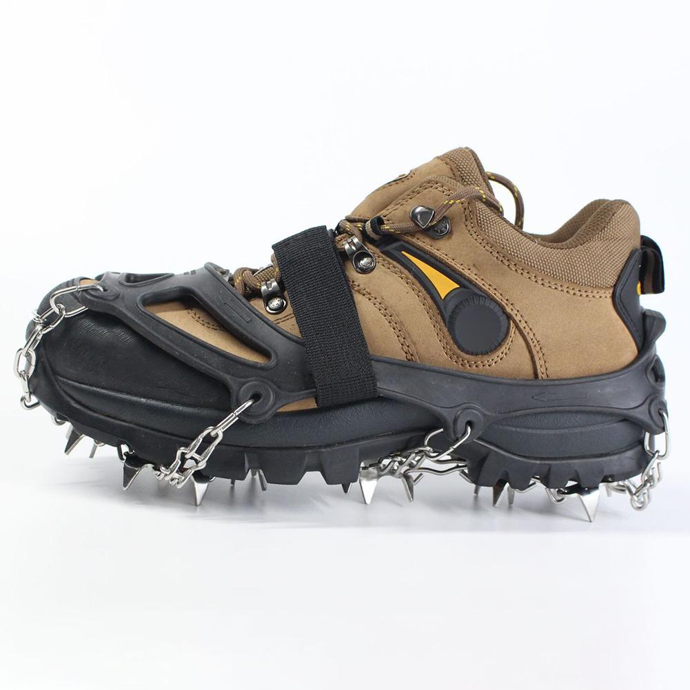 1 Paar Eiskrallen Edelstahl 24 Zähne Bergsteigerkrallen mit Tragetasche Eiskletterausrüstung für Schuhe/Stiefel/Absätze/Sneaker