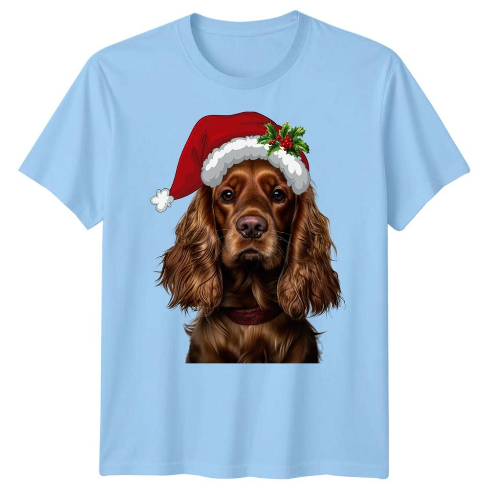 Spaniel Dog Christmas Holiday Animals Unisexs Unisexs Graphic Tee Festive Tee S