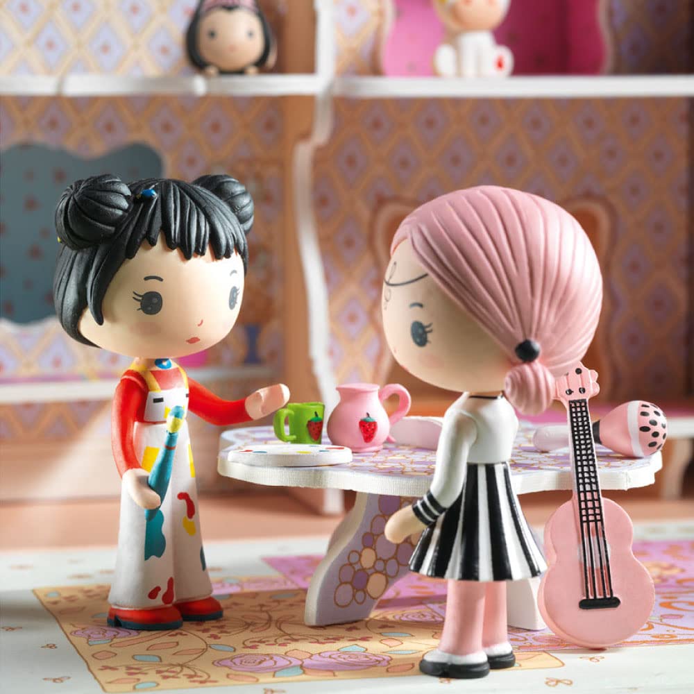 DJECO tinyly Teeny Sydney & Jick κούκλα κούκλα κουκλόσπιτο εκπαιδευτικό παιχνίδι χαριτωμένο σκανδιναβικό κομψό Μοντεσσόρι ηλικία 4 5 6 7 8 9 10 κορίτσια είσοδος νηπιαγωγείο