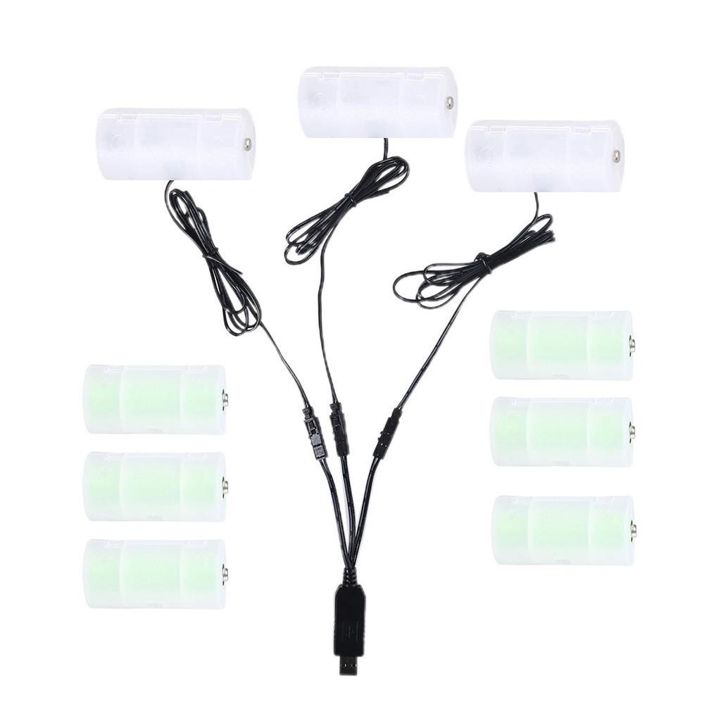 1 To 3 D Battery To USB Electric Converter Replace 1-4pcs D Cell Battery 1.5V 3V 4.5V 6V for Gas Water Heater Flashlight