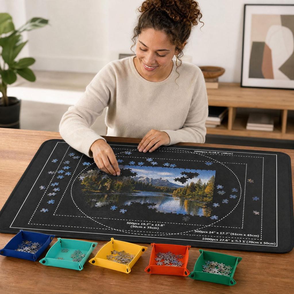 Thick Puzzle for 1000, Rollable Kids Puzzle Board with Non- Surface