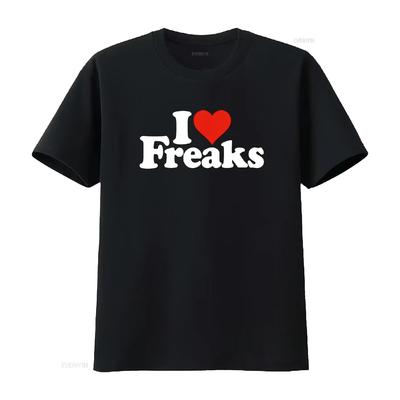 I LOVE HEART FREAKS T Shirt Vintage Washed Stylish Comfortable Unisex Top For Everyday Wear Breathable Stretched
