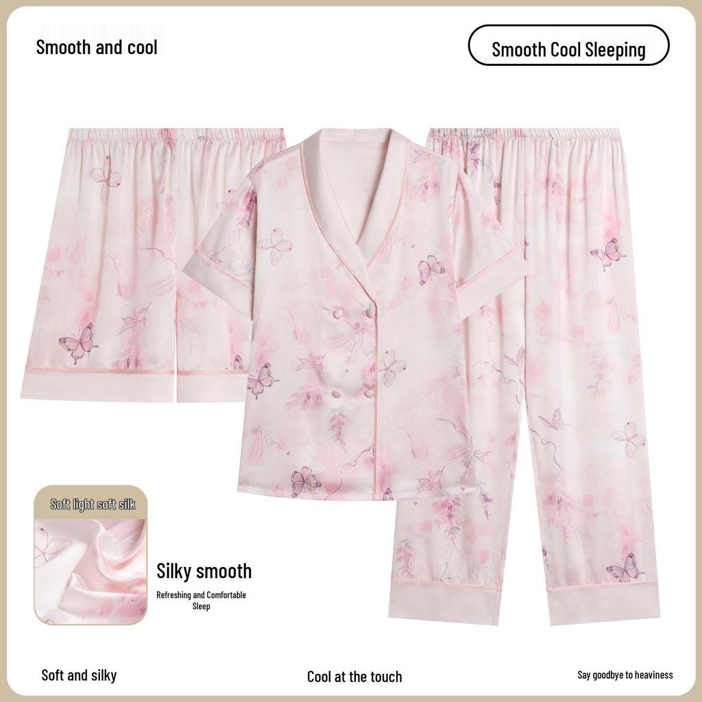 Ombre Schmetterling Fee Langarm Eisseide Pyjama Set für Damen