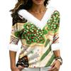 Women's Christmas V-Neck Top Elegant Cut for Party Date and Casual Wear