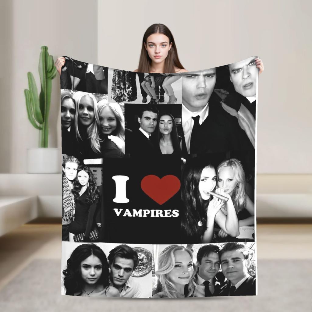 The Vampire Diaries Damon salvatore Blanket Print Plush Throw Blanket For Home Decor Travel Office Flannel Bedspread Bed Cover