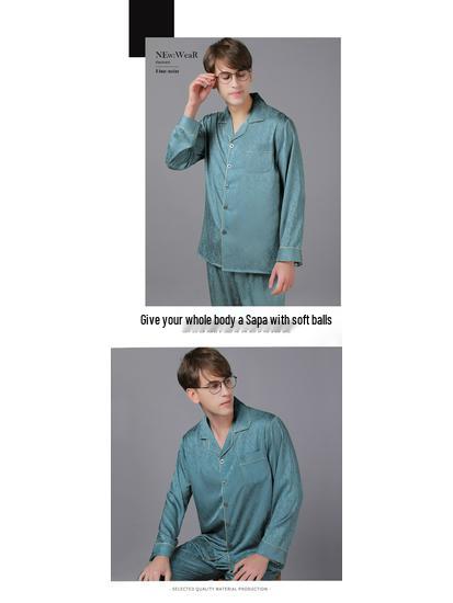 Men's Long Sleeve Silk Pajama Set - Spring & Autumn