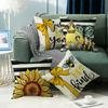 Nordic Bow Sunflower Print Waist Pillow Letter Square Sofa Bedside Pillow Case