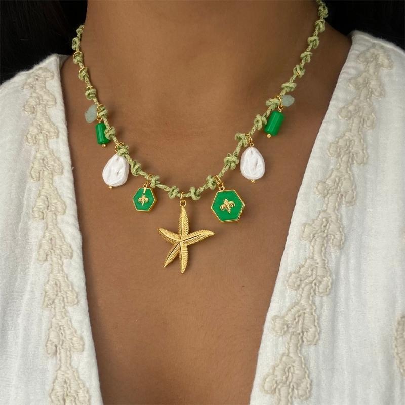 Stylish Ocean Inspired Starfish Pearls Necklace For Women Featuring Sturdy Copper Designs and Unique Pendant Styles