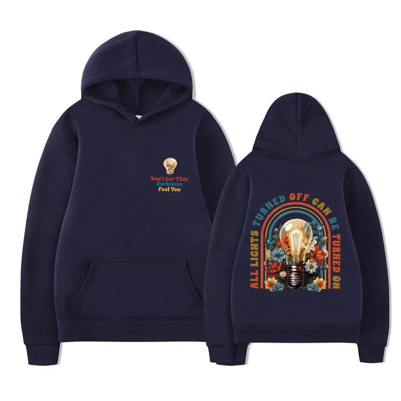 Don'T Let This Darkness Fool You Printed Hoodie Plus Size Loose Sweater Men
