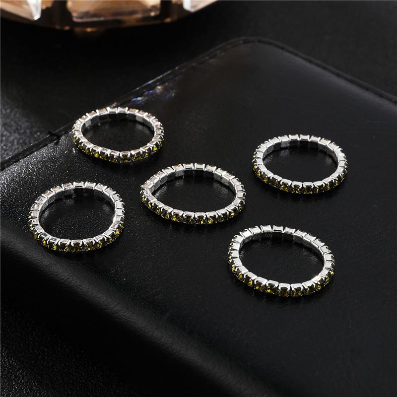 Single Row Rhinestone Ring, Elastic Ring, Diamond-Set Ring, Mixed Batch Elastic Ring