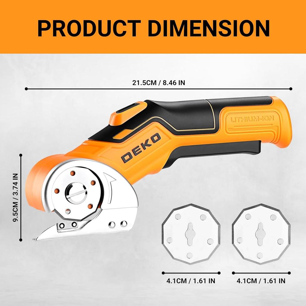 DEKOPRO Professional 3.7 V Electric Sewing Scissors – Multifunctional Electric Scissors – Powerful Cardboard Cutter for Fabric,