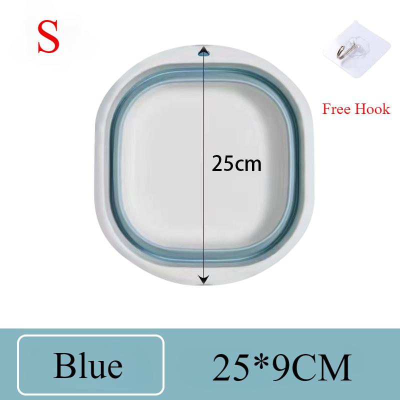 Silicone Foldable Wash Basin with Hook Travel Portable Basin Collapsible Bucket for Home Bathroom Washbowl Hanging Bath Basins