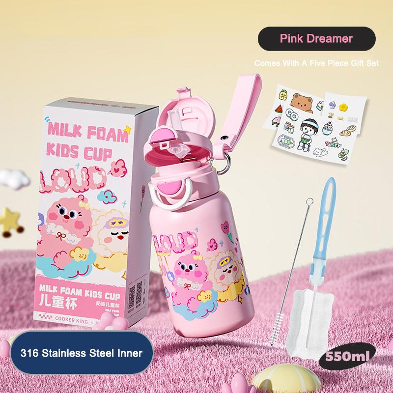 COOKER KING 550ML Large Capacity Insulated Cup Children s Straw Cup Cute Water Bottle Student Specific Water Cup For School Use 550ml