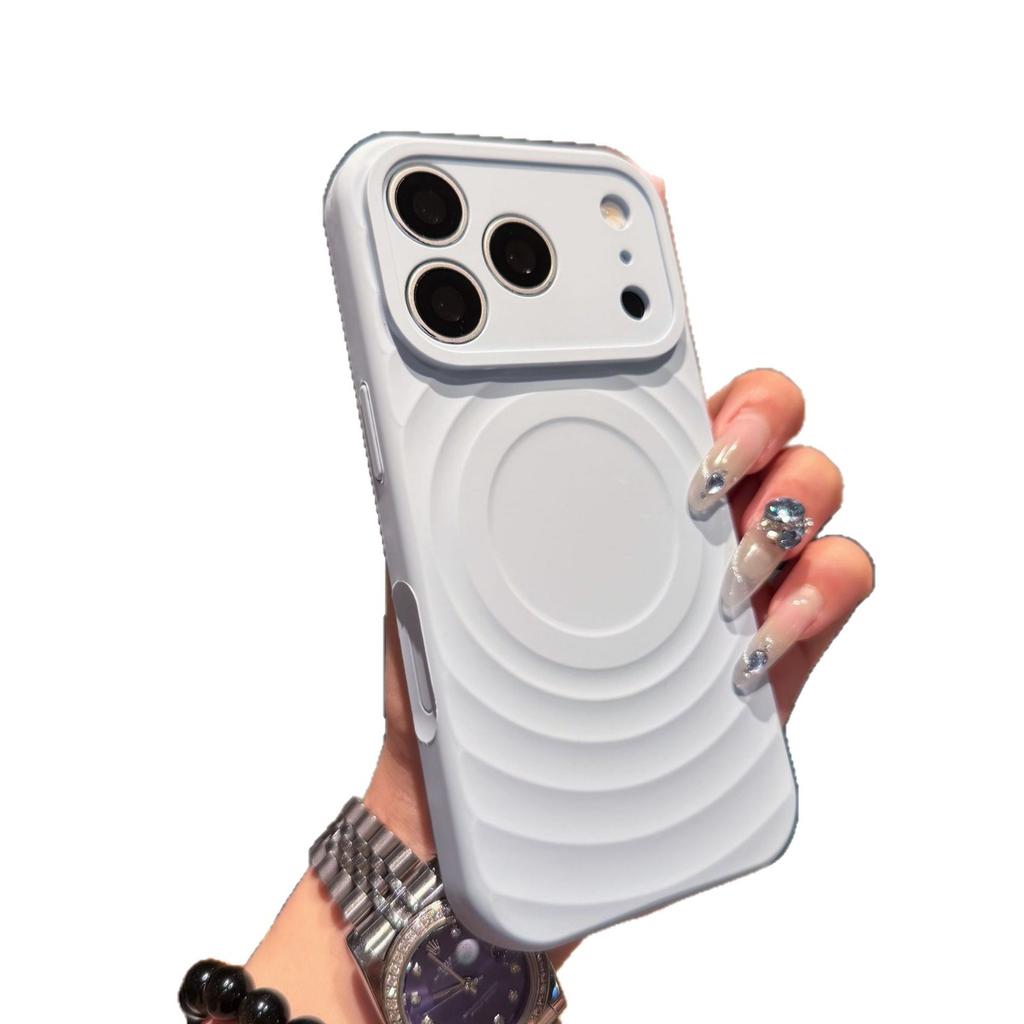 Applicable to iPhone17Pro mobile phone case, liquid silicone ripple magnetic suction, Apple 15 fine hole all-inclusive Al protective case