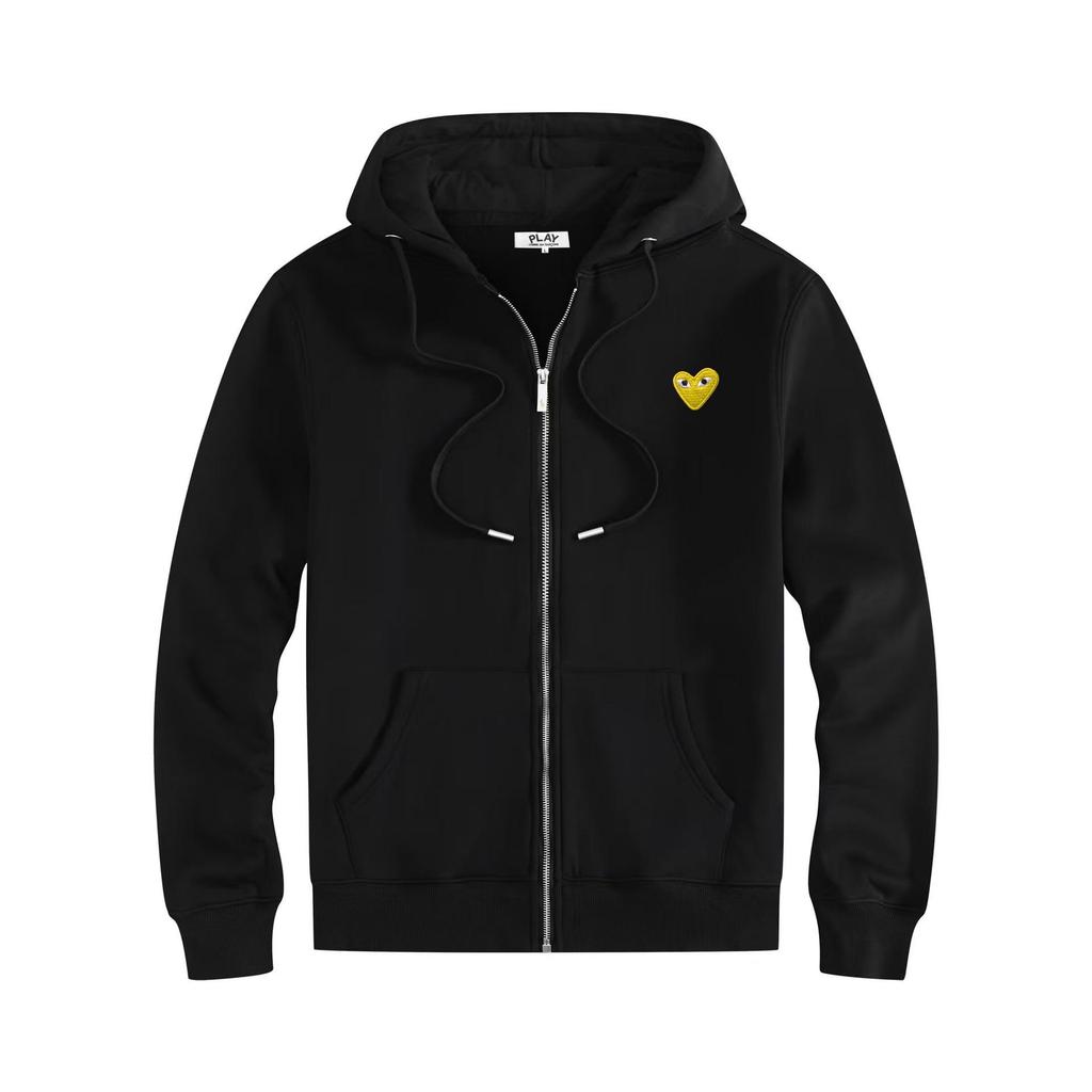 HEYPLAY Peach Heart Japanese Streetwear Unisex Hooded Zip-Up Sweatshirt