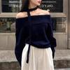 Damen Rippstrick One-Shoulder Pullover im Koreanischen Stil mit Cut-Outs für Herbst/Winter 2026