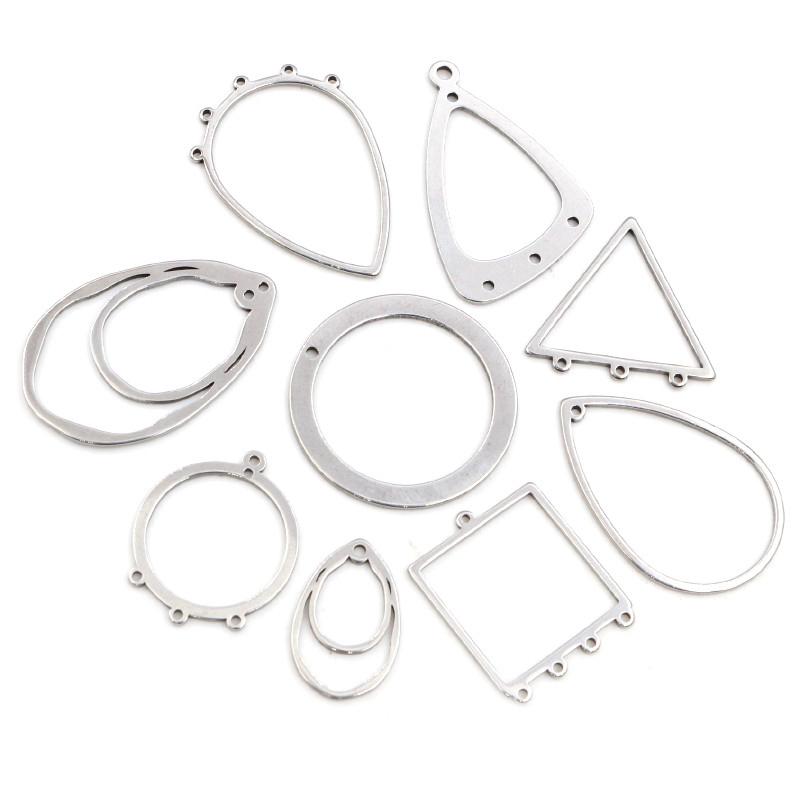 10pcs/lot 316 Stainless Steel Charms Geometry Metal Stamping Blanks DIY Porous Connector Pendant Necklace Earring Accessories