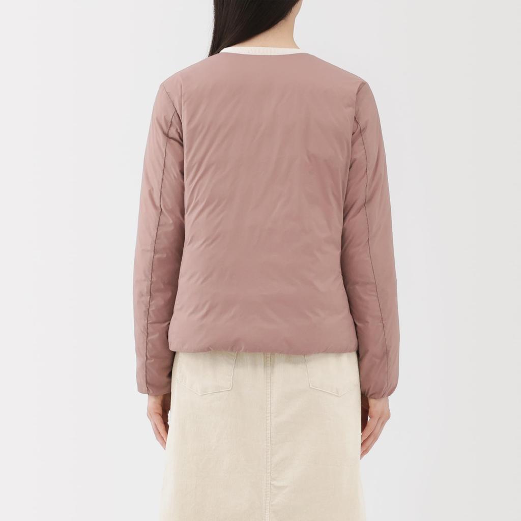 MUJI Leichte Daunenjacke für Damen, faltbar, ohne Kragen, BD10GA5A, Hellbeige, Damengröße XL