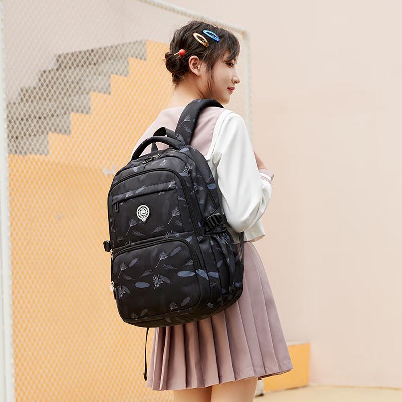 Li Shen Trendy Leaf Print School Backpack