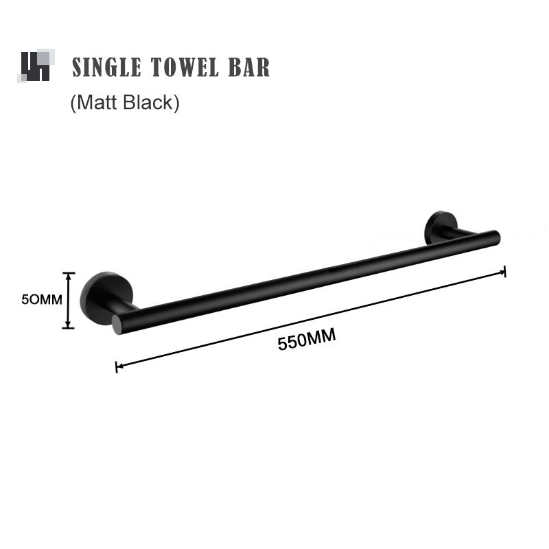 Matte Black Towel Bar Wall Mount Bathroom Accessories Set Toilet Paper Holder Hand Towel Coat Robe Hook Hanger Stainless Steel