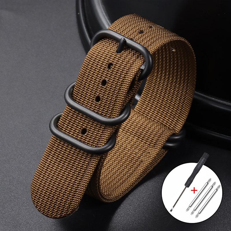 Ribbed Nylon Watchband Nylon Watch Strap 18mm 20mm 22mm 24mm Watchband for Seiko Military Loop Watch Band Black Buckle Bracelets