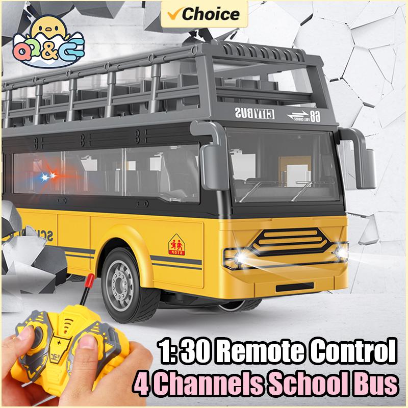Non-Toxic 1/30 Remote Control School Bus High Speed 4 Channels Tour Bus Model Double Decker Sightseeing Electric Rc Car Kids Toys Gift