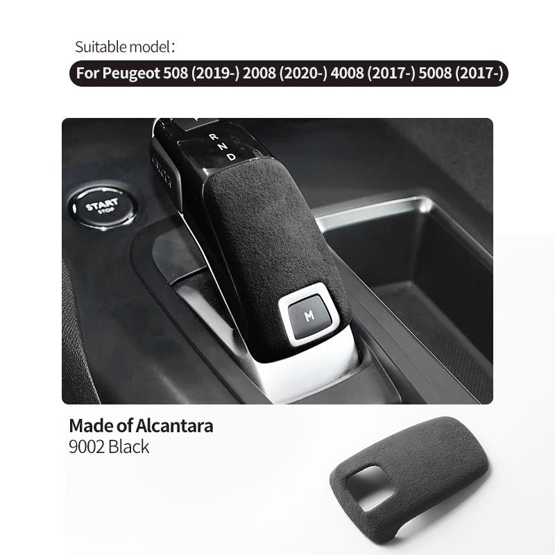 For Peugeot 508 2008 4008 5008 Gear Shift Knob Boot Cover Trim Stickers Made of Alcantara Car Premium Lnterior Tuning Accessory