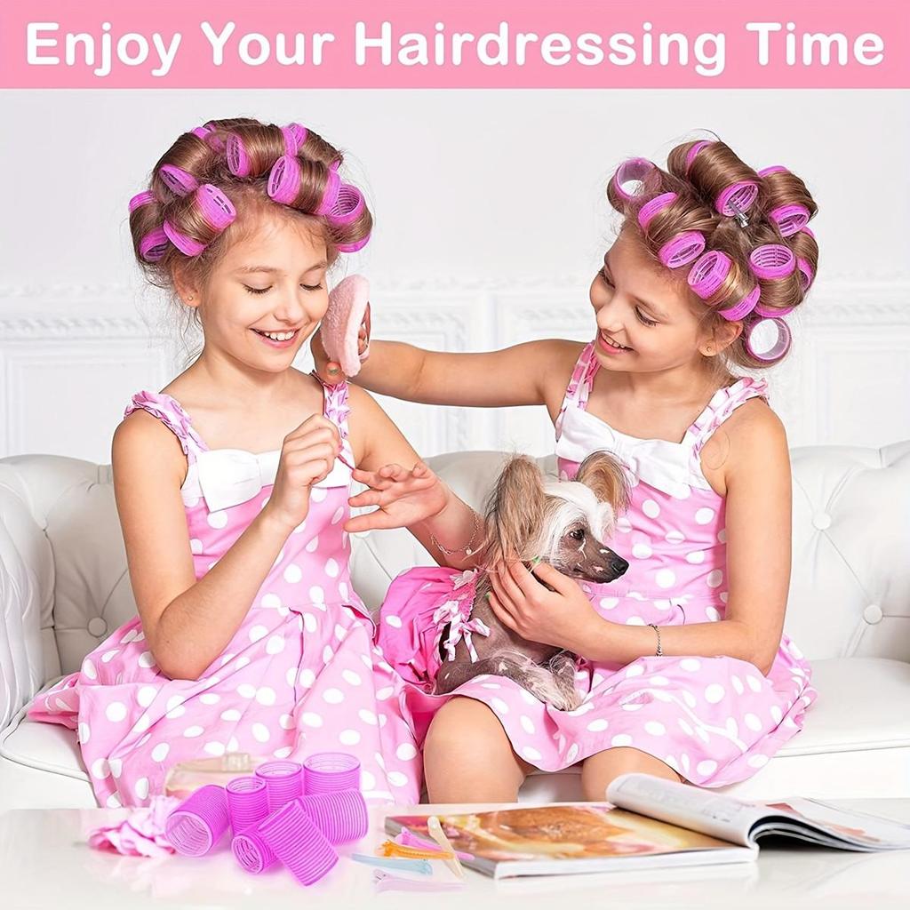 Grenzüberschreitendes Haarstyling-Set: Magischer Lockenstab & Selbstklebende Haarwickler mit Klammern