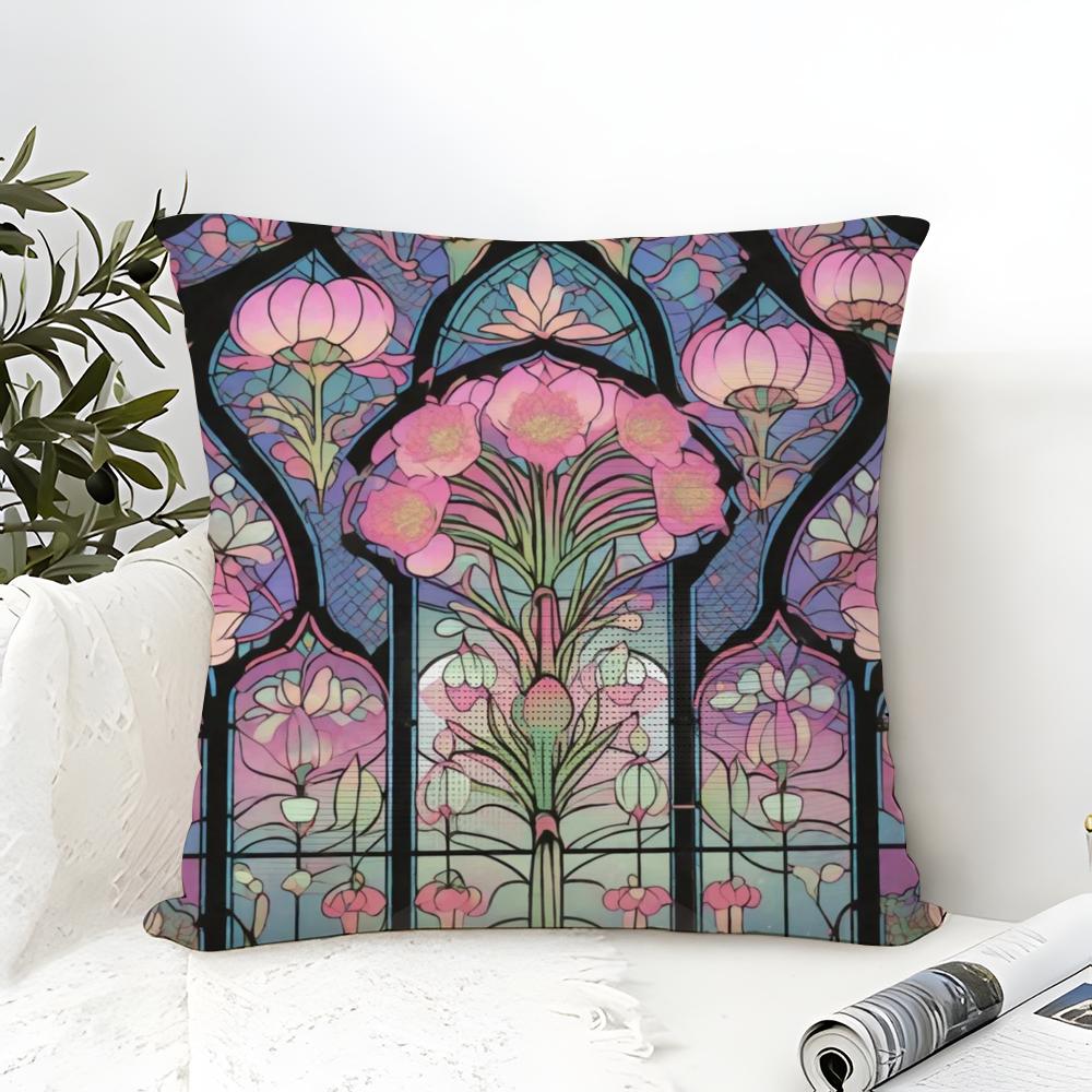 Romantic French pink decorative flowers Pillow Case linen pillow case sofa home decor cushion cover cushion cove