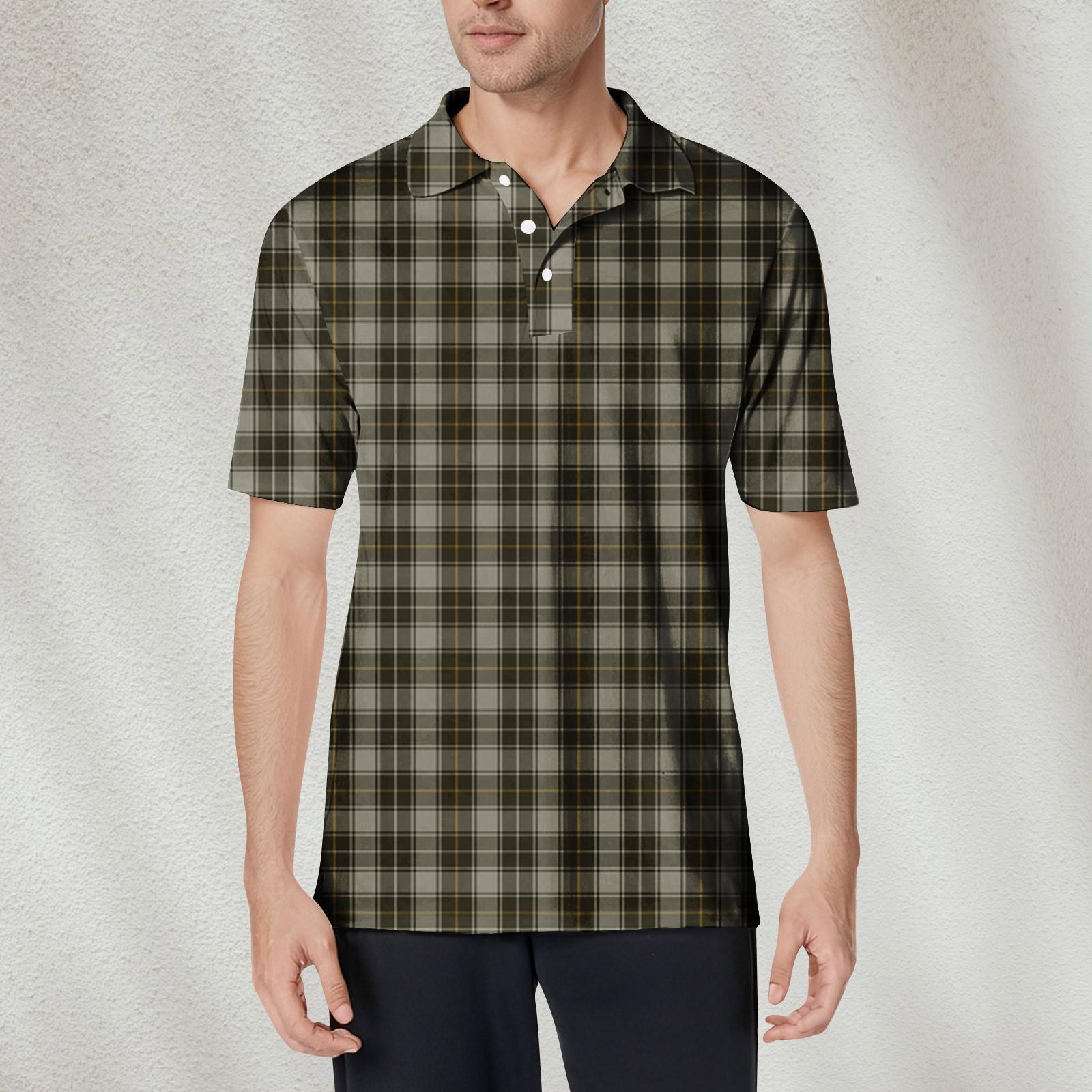 

Мужская рубашка с коротким рукавом и полосатым принтом из мягкого хлопкового воротника, влагоотводящая рубашка XL коричневый