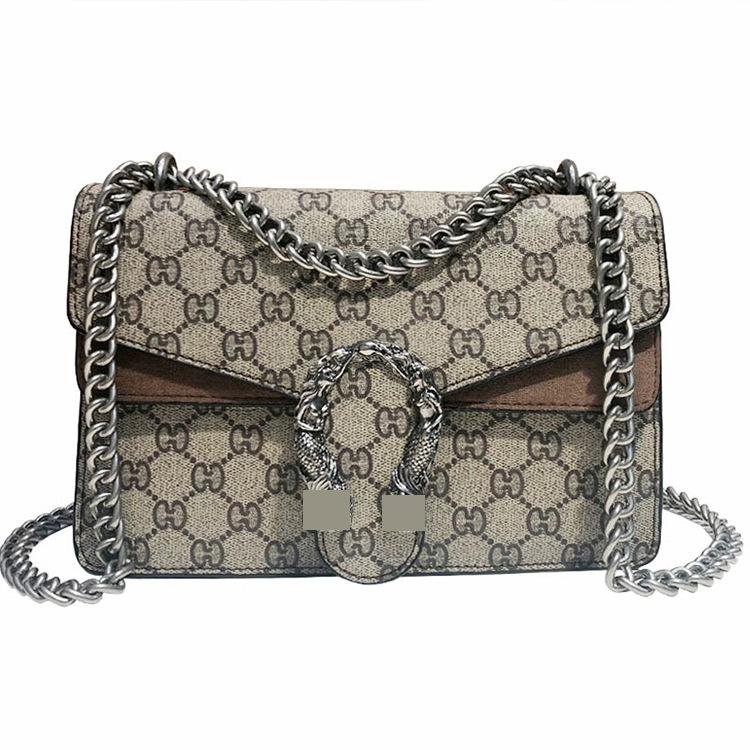 

Wine God Bag Women s 2025 New Trendy Old Flower Genuine Leather Single Shoulder Luxury Chain Handheld Diagonal Underarm 27x9x17cm коричневий