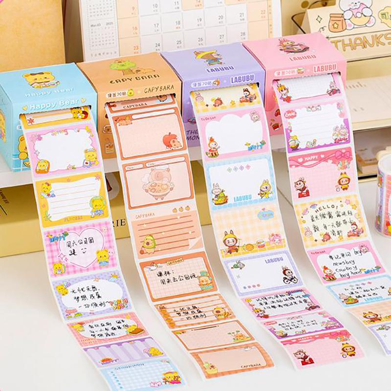 70Sheets Labubu Capybara Pull Out Roll Sticky Note Creative Simplicity Sticky Note Diy Decorative Message Post Sticky Note