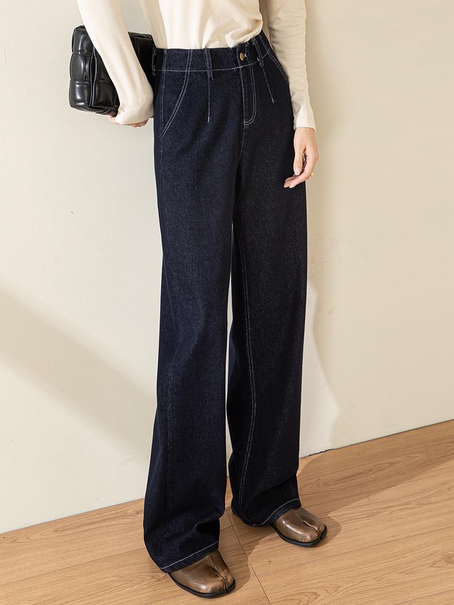 Women s Lightweight Retro Denim Straight-Leg Jeans - Slimming and Hip-Covering for a Long-Leg Look. 33 темно-синий