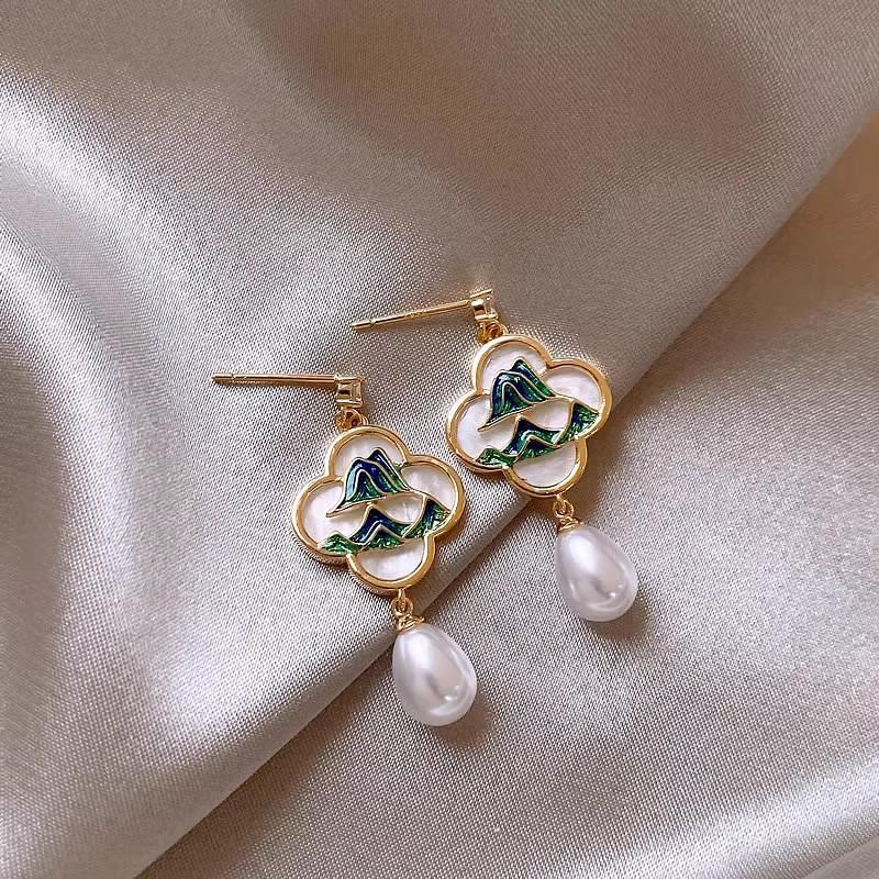 

Серьги-подвески с капающим цирконом и жемчугом, новые китайские серьги в стиле легкой роскоши, универсальные, нишевые, с темпераментом, модные серьги для женщин