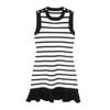 2025 Black Striped Sleeveless Fishtail Dress - Slimming and Stylish