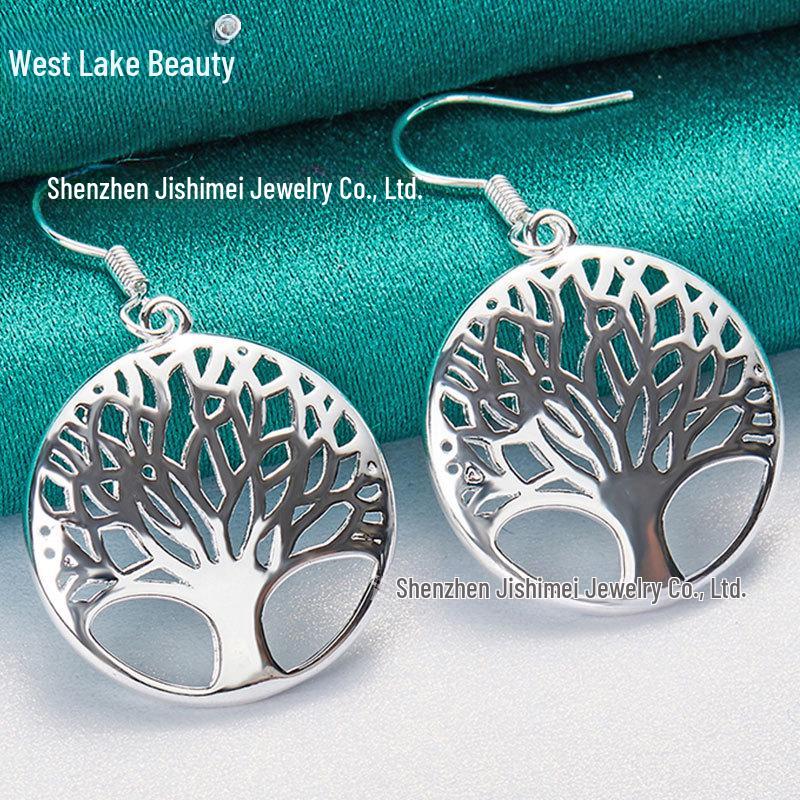 Silver Tree of Life Pendant Earrings for Women - West Lake Beauty Jewelry