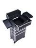 4 In 1 Professional Makeup Train Case Aluminum Rolling Cosmetic Case On Wheels Artist Makeup Organizer Storage with Trays