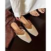 Holiday style retro hand-woven bag head mop outside women's word with middle heel bag head cool slippers soft