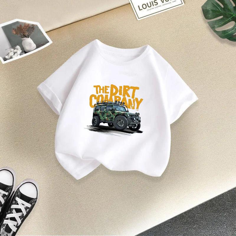 Kinder T-Shirt Rundhals Kurzarm T-Shirt Kinder 100% Baumwolle Kleidung 2-13J Auto bedrucktes T-Shirt
